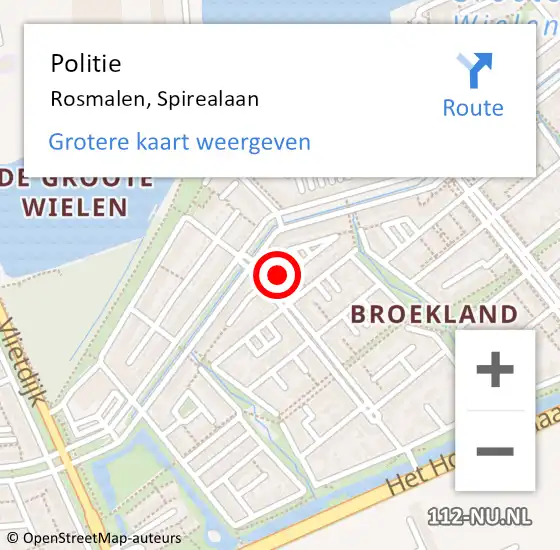 Locatie op kaart van de 112 melding: Politie Rosmalen, Spirealaan op 8 juni 2022 14:40