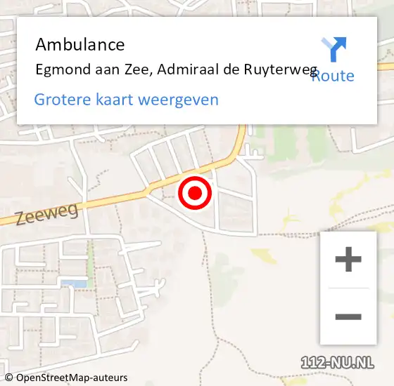 Locatie op kaart van de 112 melding: Ambulance Egmond aan Zee, Admiraal de Ruyterweg op 8 juni 2022 15:03