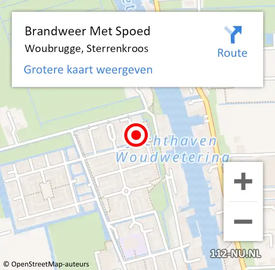 Locatie op kaart van de 112 melding: Brandweer Met Spoed Naar Woubrugge, Sterrenkroos op 19 juli 2014 15:37