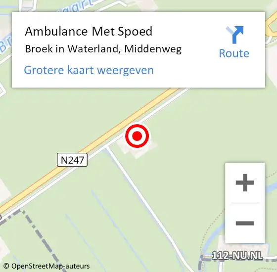 Locatie op kaart van de 112 melding: Ambulance Met Spoed Naar Broek in Waterland, Middenweg op 8 juni 2022 15:17