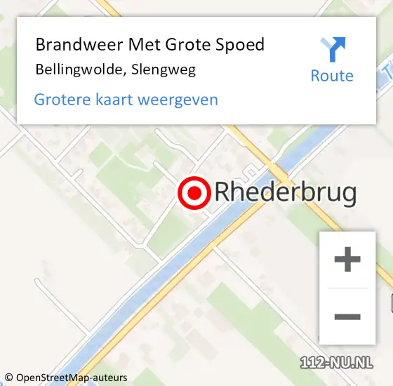 Locatie op kaart van de 112 melding: Brandweer Met Grote Spoed Naar Bellingwolde, Slengweg op 8 juni 2022 15:26