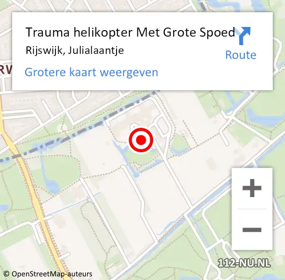 Locatie op kaart van de 112 melding: Trauma helikopter Met Grote Spoed Naar Rijswijk, Julialaantje op 8 juni 2022 15:28