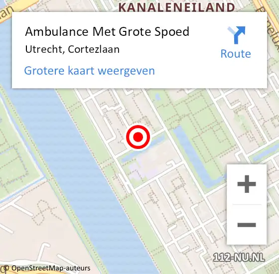 Locatie op kaart van de 112 melding: Ambulance Met Grote Spoed Naar Utrecht, Cortezlaan op 19 juli 2014 15:40