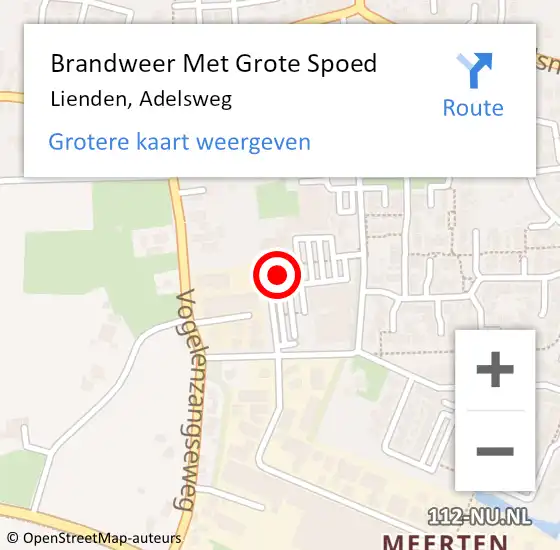 Locatie op kaart van de 112 melding: Brandweer Met Grote Spoed Naar Lienden, Adelsweg op 8 juni 2022 15:32