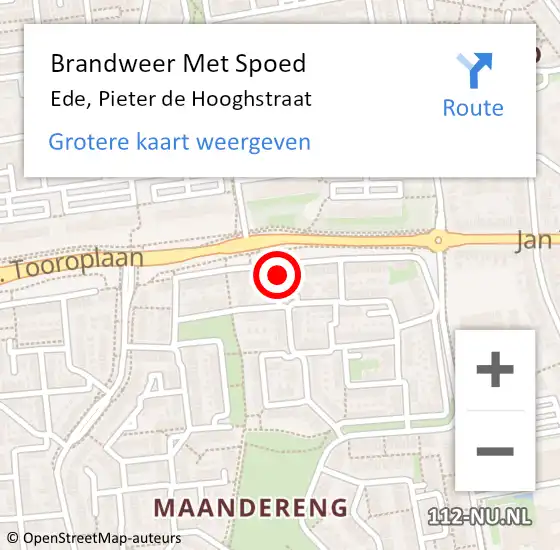 Locatie op kaart van de 112 melding: Brandweer Met Spoed Naar Ede, Pieter de Hooghstraat op 8 juni 2022 15:33