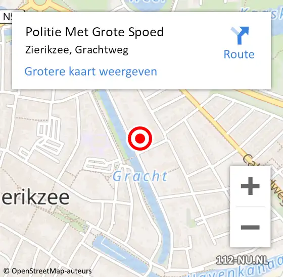 Locatie op kaart van de 112 melding: Politie Met Grote Spoed Naar Zierikzee, Grachtweg op 8 juni 2022 15:39