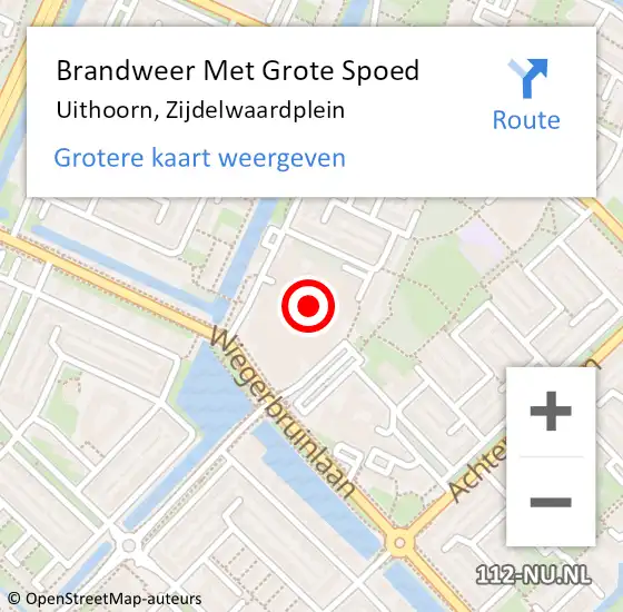 Locatie op kaart van de 112 melding: Brandweer Met Grote Spoed Naar Uithoorn, Zijdelwaardplein op 8 juni 2022 15:44