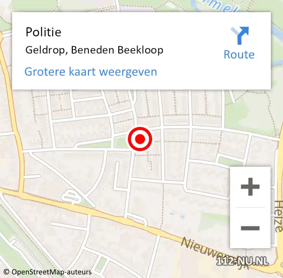 Locatie op kaart van de 112 melding: Politie Geldrop, Beneden Beekloop op 8 juni 2022 15:50