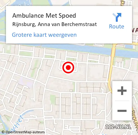 Locatie op kaart van de 112 melding: Ambulance Met Spoed Naar Rijnsburg, Anna van Berchemstraat op 8 juni 2022 16:30