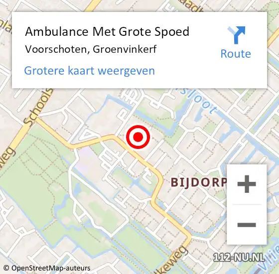 Locatie op kaart van de 112 melding: Ambulance Met Grote Spoed Naar Voorschoten, Groenvinkerf op 8 juni 2022 16:33