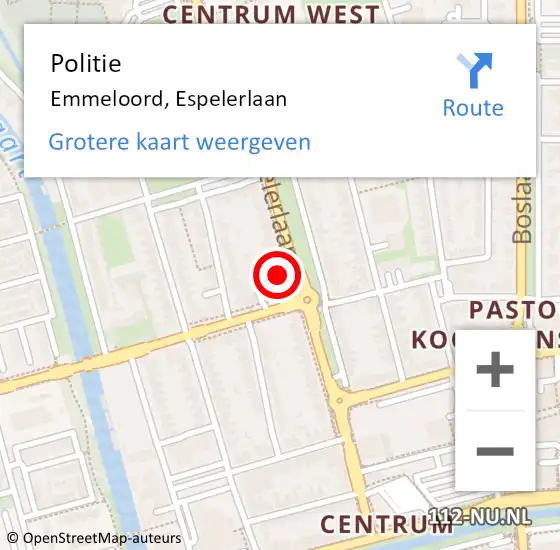 Locatie op kaart van de 112 melding: Politie Emmeloord, Espelerlaan op 8 juni 2022 16:34