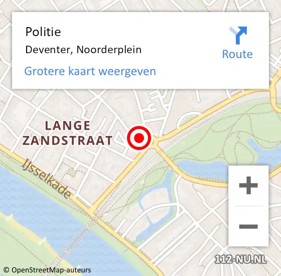 Locatie op kaart van de 112 melding: Politie Deventer, Noorderplein op 8 juni 2022 16:42