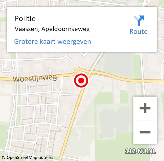 Locatie op kaart van de 112 melding: Politie Vaassen, Apeldoornseweg op 8 juni 2022 16:45
