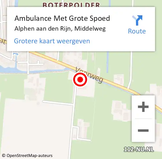 Locatie op kaart van de 112 melding: Ambulance Met Grote Spoed Naar Alphen aan den Rijn, Middelweg op 8 juni 2022 16:50