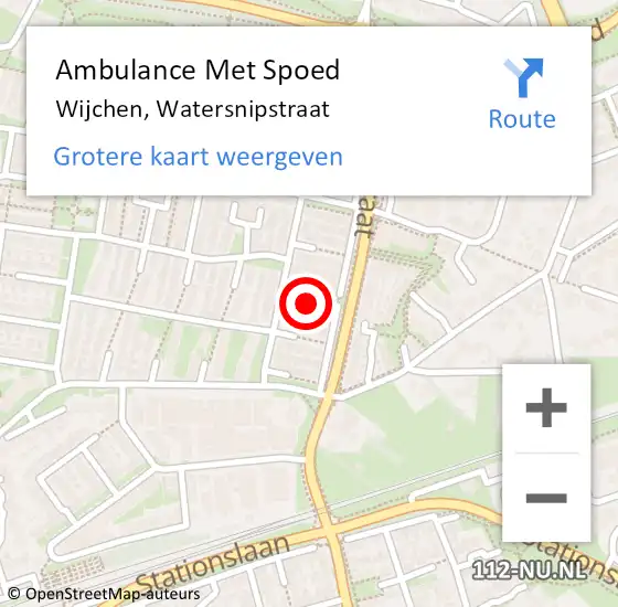 Locatie op kaart van de 112 melding: Ambulance Met Spoed Naar Wijchen, Watersnipstraat op 8 juni 2022 17:23