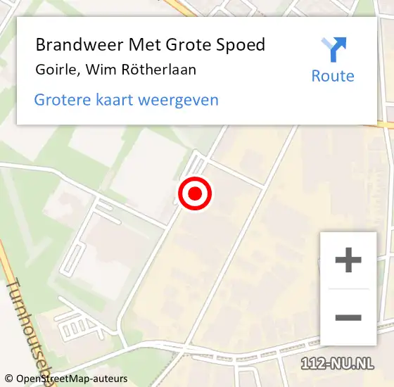 Locatie op kaart van de 112 melding: Brandweer Met Grote Spoed Naar Goirle, Wim Rötherlaan op 8 juni 2022 17:26