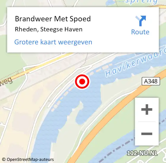 Locatie op kaart van de 112 melding: Brandweer Met Spoed Naar Rheden, Steegse Haven op 8 juni 2022 18:29