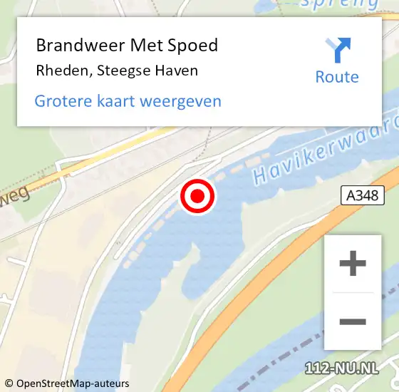 Locatie op kaart van de 112 melding: Brandweer Met Spoed Naar Rheden, Steegse Haven op 8 juni 2022 18:31