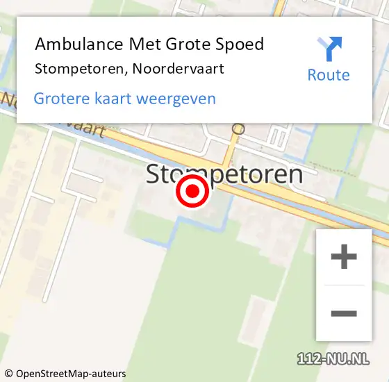 Locatie op kaart van de 112 melding: Ambulance Met Grote Spoed Naar Stompetoren, Noordervaart op 19 juli 2014 15:56