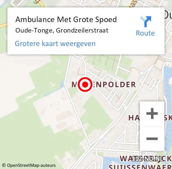 Locatie op kaart van de 112 melding: Ambulance Met Grote Spoed Naar Oude-Tonge, Grondzeilerstraat op 8 juni 2022 18:51