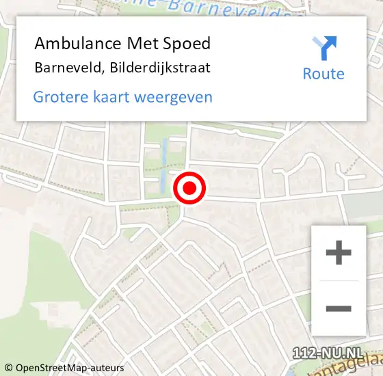 Locatie op kaart van de 112 melding: Ambulance Met Spoed Naar Barneveld, Bilderdijkstraat op 8 juni 2022 19:20