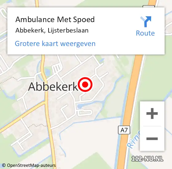 Locatie op kaart van de 112 melding: Ambulance Met Spoed Naar Abbekerk, Lijsterbeslaan op 8 juni 2022 19:24