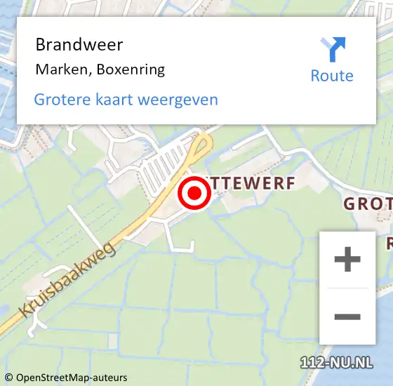 Locatie op kaart van de 112 melding: Brandweer Marken, Boxenring op 8 juni 2022 19:43