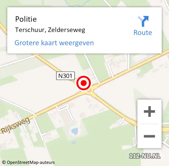 Locatie op kaart van de 112 melding: Politie Terschuur, Zelderseweg op 19 juli 2014 16:00