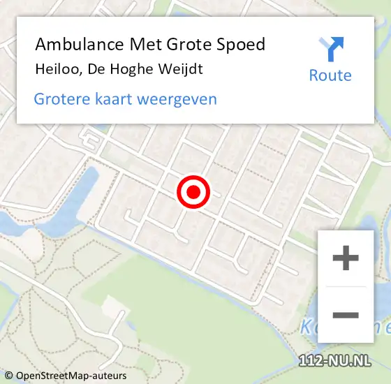 Locatie op kaart van de 112 melding: Ambulance Met Grote Spoed Naar Heiloo, De Hoghe Weijdt op 8 juni 2022 20:08