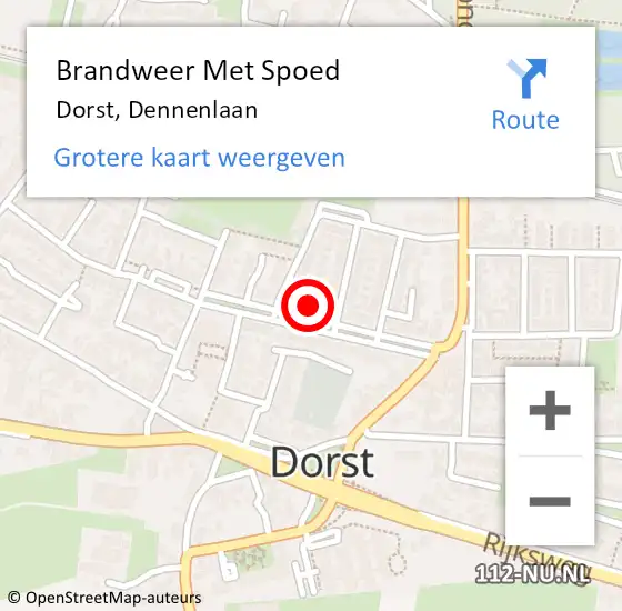 Locatie op kaart van de 112 melding: Brandweer Met Spoed Naar Dorst, Dennenlaan op 8 juni 2022 20:27