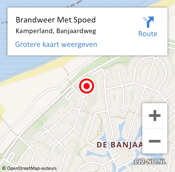 Locatie op kaart van de 112 melding: Brandweer Met Spoed Naar Kamperland, Banjaardweg op 8 juni 2022 20:35