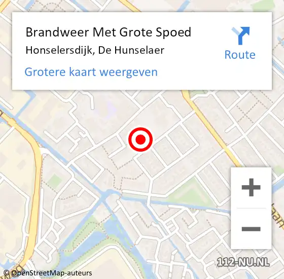 Locatie op kaart van de 112 melding: Brandweer Met Grote Spoed Naar Honselersdijk, De Hunselaer op 8 juni 2022 20:44