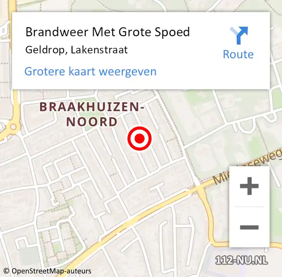 Locatie op kaart van de 112 melding: Brandweer Met Grote Spoed Naar Geldrop, Lakenstraat op 8 juni 2022 20:47