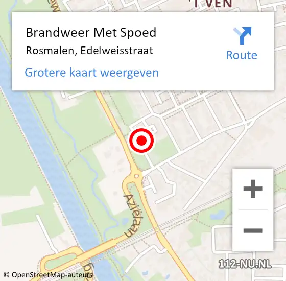 Locatie op kaart van de 112 melding: Brandweer Met Spoed Naar Rosmalen, Edelweisstraat op 8 juni 2022 21:02