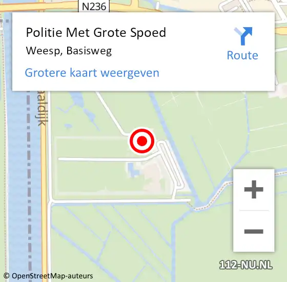 Locatie op kaart van de 112 melding: Politie Met Grote Spoed Naar Weesp, Basisweg op 8 juni 2022 21:17