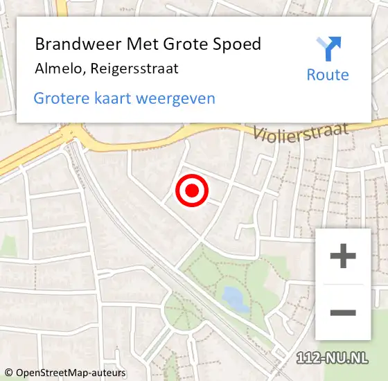 Locatie op kaart van de 112 melding: Brandweer Met Grote Spoed Naar Almelo, Reigersstraat op 8 juni 2022 22:03