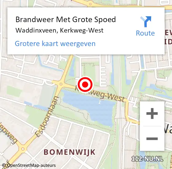 Locatie op kaart van de 112 melding: Brandweer Met Grote Spoed Naar Waddinxveen, Kerkweg-West op 8 juni 2022 22:30