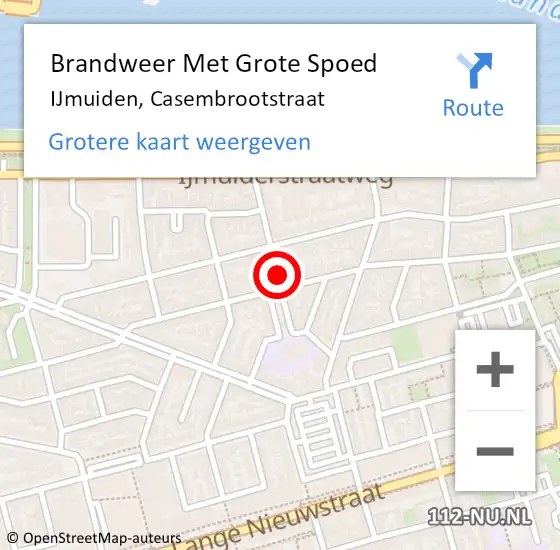 Locatie op kaart van de 112 melding: Brandweer Met Grote Spoed Naar IJmuiden, Casembrootstraat op 8 juni 2022 22:42