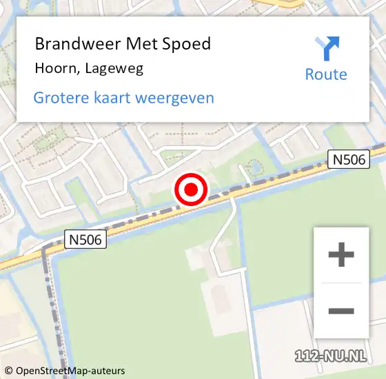 Locatie op kaart van de 112 melding: Brandweer Met Spoed Naar Hoorn, Lageweg op 8 juni 2022 22:43