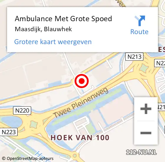 Locatie op kaart van de 112 melding: Ambulance Met Grote Spoed Naar Maasdijk, Blauwhek op 8 juni 2022 23:44