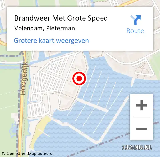 Locatie op kaart van de 112 melding: Brandweer Met Grote Spoed Naar Volendam, Pieterman op 9 juni 2022 00:14