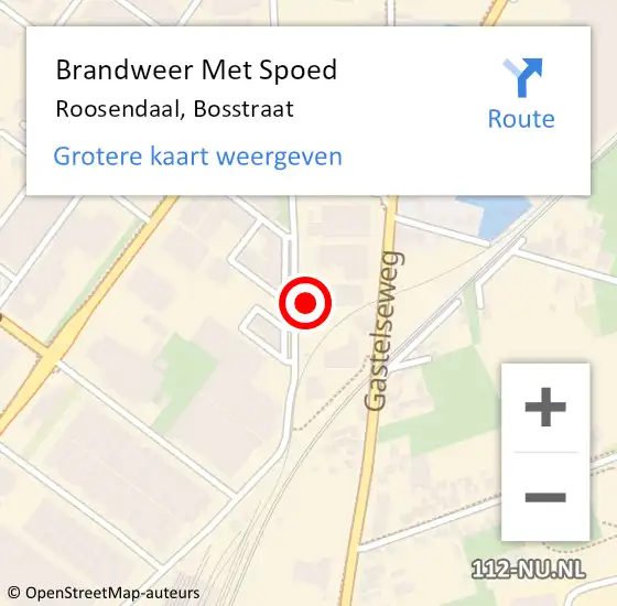 Locatie op kaart van de 112 melding: Brandweer Met Spoed Naar Roosendaal, Bosstraat op 9 juni 2022 01:06