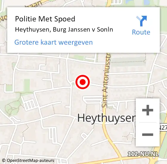 Locatie op kaart van de 112 melding: Politie Met Spoed Naar Heythuysen, Burg Janssen v Sonln op 9 juni 2022 01:11