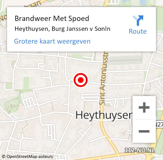 Locatie op kaart van de 112 melding: Brandweer Met Spoed Naar Heythuysen, Burg Janssen v Sonln op 9 juni 2022 01:11