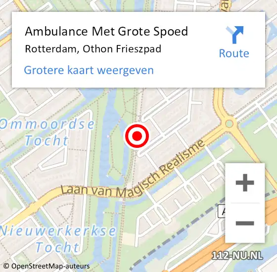 Locatie op kaart van de 112 melding: Ambulance Met Grote Spoed Naar Rotterdam, Othon Frieszpad op 9 juni 2022 02:26