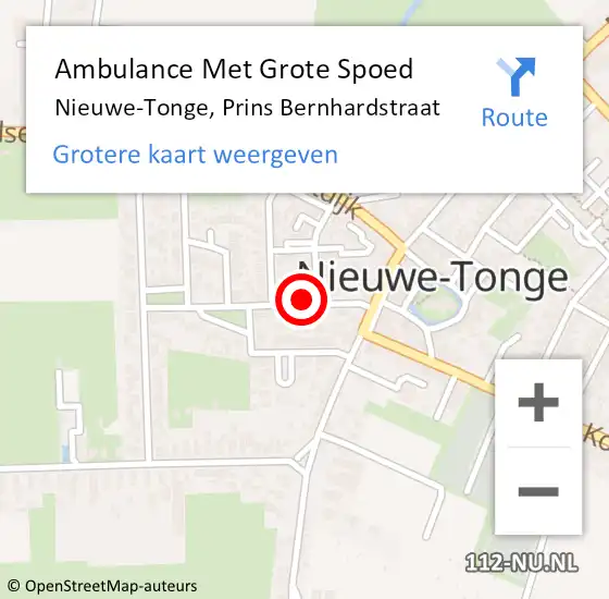 Locatie op kaart van de 112 melding: Ambulance Met Grote Spoed Naar Nieuwe-Tonge, Prins Bernhardstraat op 19 juli 2014 16:20