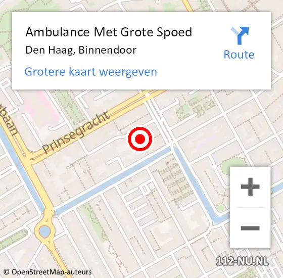 Locatie op kaart van de 112 melding: Ambulance Met Grote Spoed Naar Den Haag, Binnendoor op 9 juni 2022 04:45