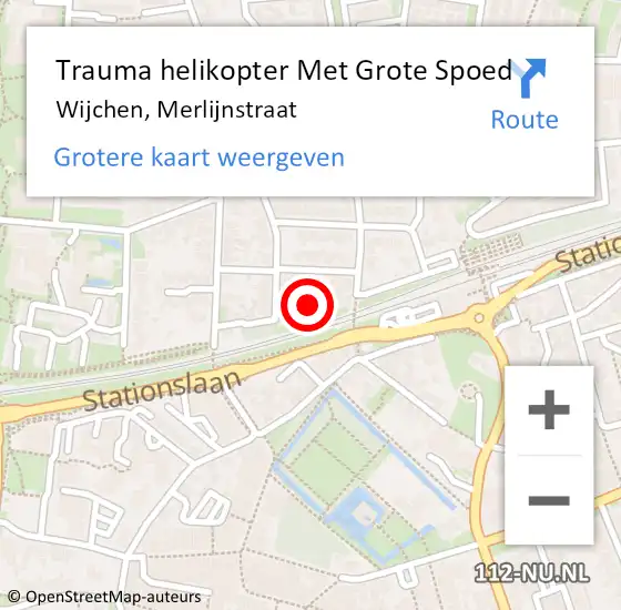 Locatie op kaart van de 112 melding: Trauma helikopter Met Grote Spoed Naar Wijchen, Merlijnstraat op 9 juni 2022 05:37