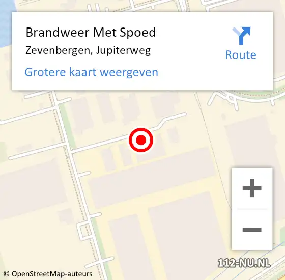 Locatie op kaart van de 112 melding: Brandweer Met Spoed Naar Zevenbergen, Jupiterweg op 9 juni 2022 05:50