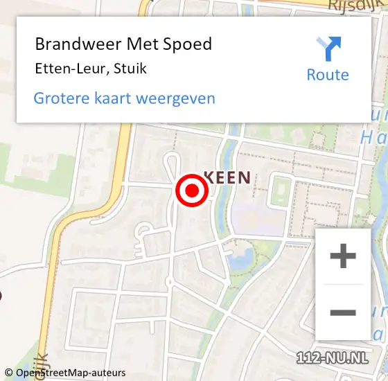 Locatie op kaart van de 112 melding: Brandweer Met Spoed Naar Etten-Leur, Stuik op 9 juni 2022 07:36